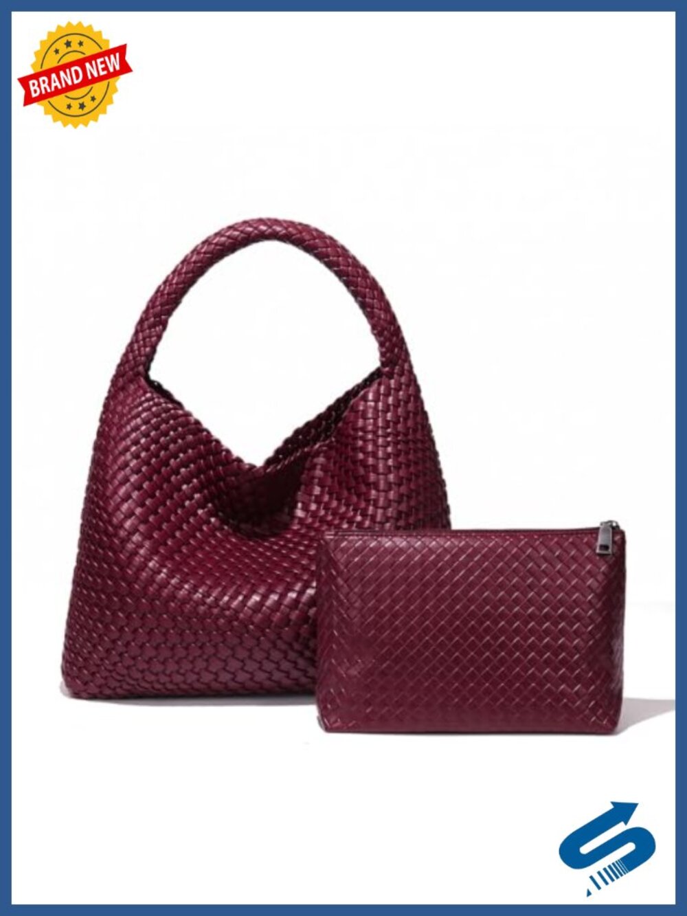 Woven Vegan Leather Tote Bag for Women Top-Handle Shoulder Handbag Magnetic